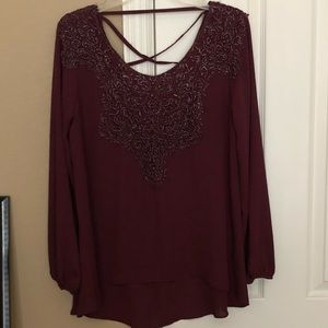 Maroon long sleeve top